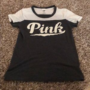 Grey and white tee from pink